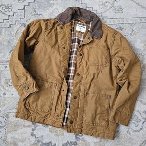 Old Navy 10/12 Large Kid's Brown Field Barn Jacket with Plaid Lining